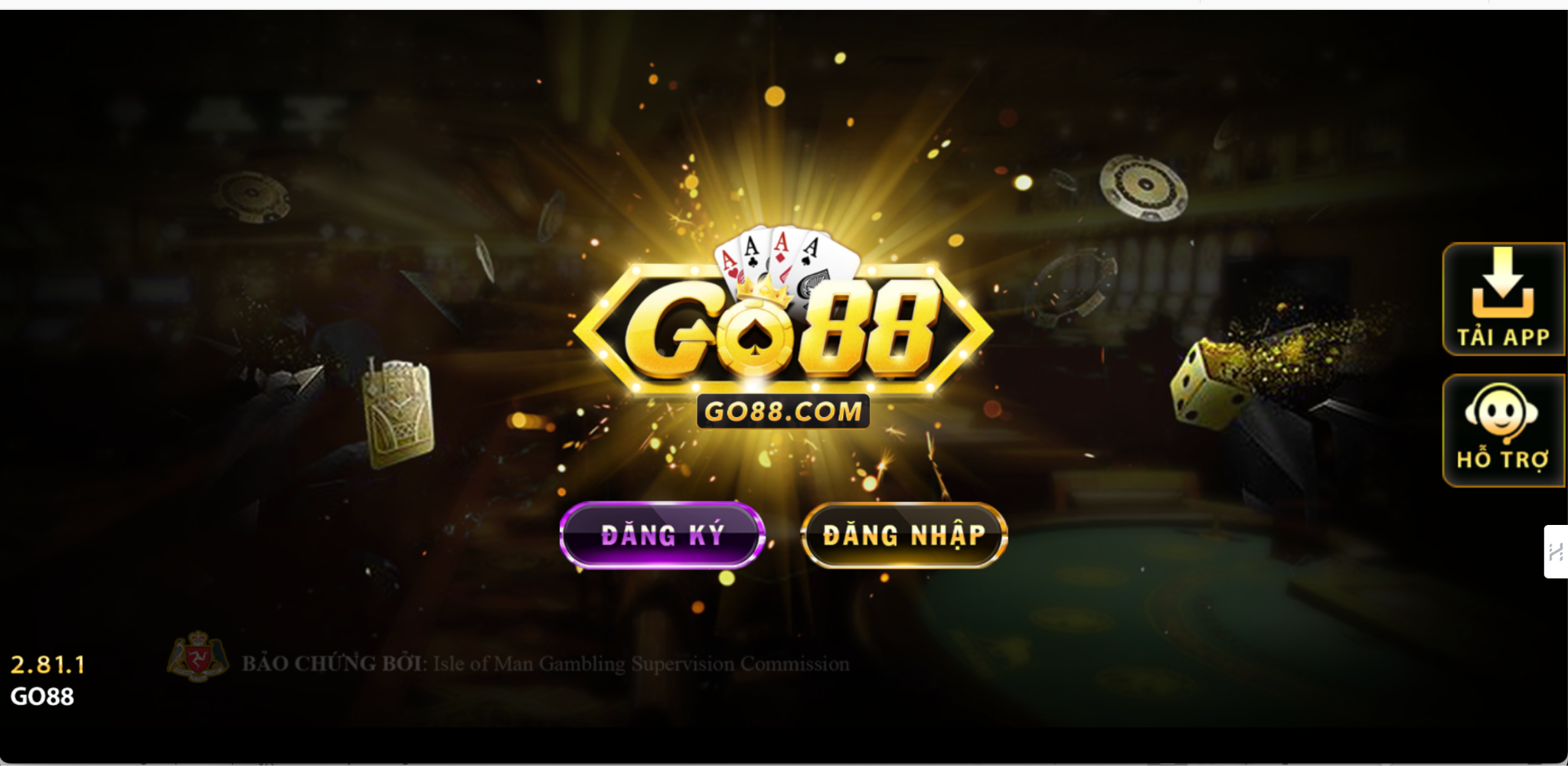 Giao diện đăng nhập của cổng game hot nhất thị trường các cược trực tuyến Go88